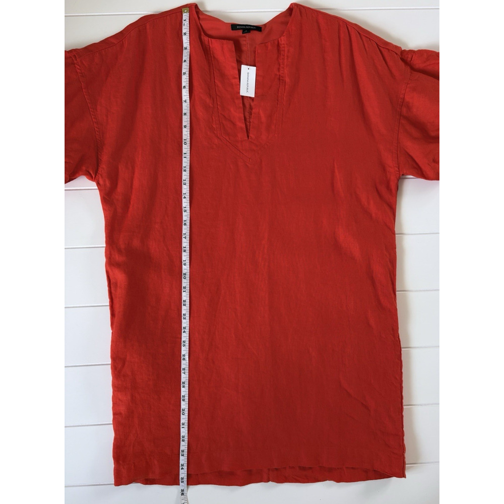 Banana Republic Colette Linen Dress Oversized Lined Red/Orange Puff Sleeve S - Picture 16 of 16